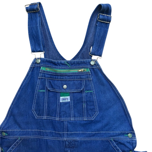 Liberty Denim Bib Overalls Men’s 40X32 Carpenter Work Pants 100% Cotton Blue - Picture 2 of 8
